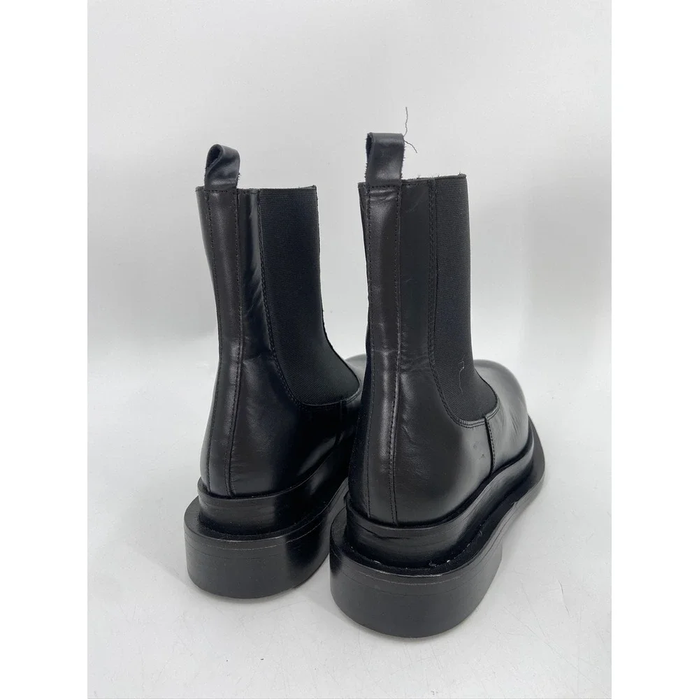 Paloma Barcelo Chunky‎ Leather Chelsea Boots 39 Black Lug-Sole Spain